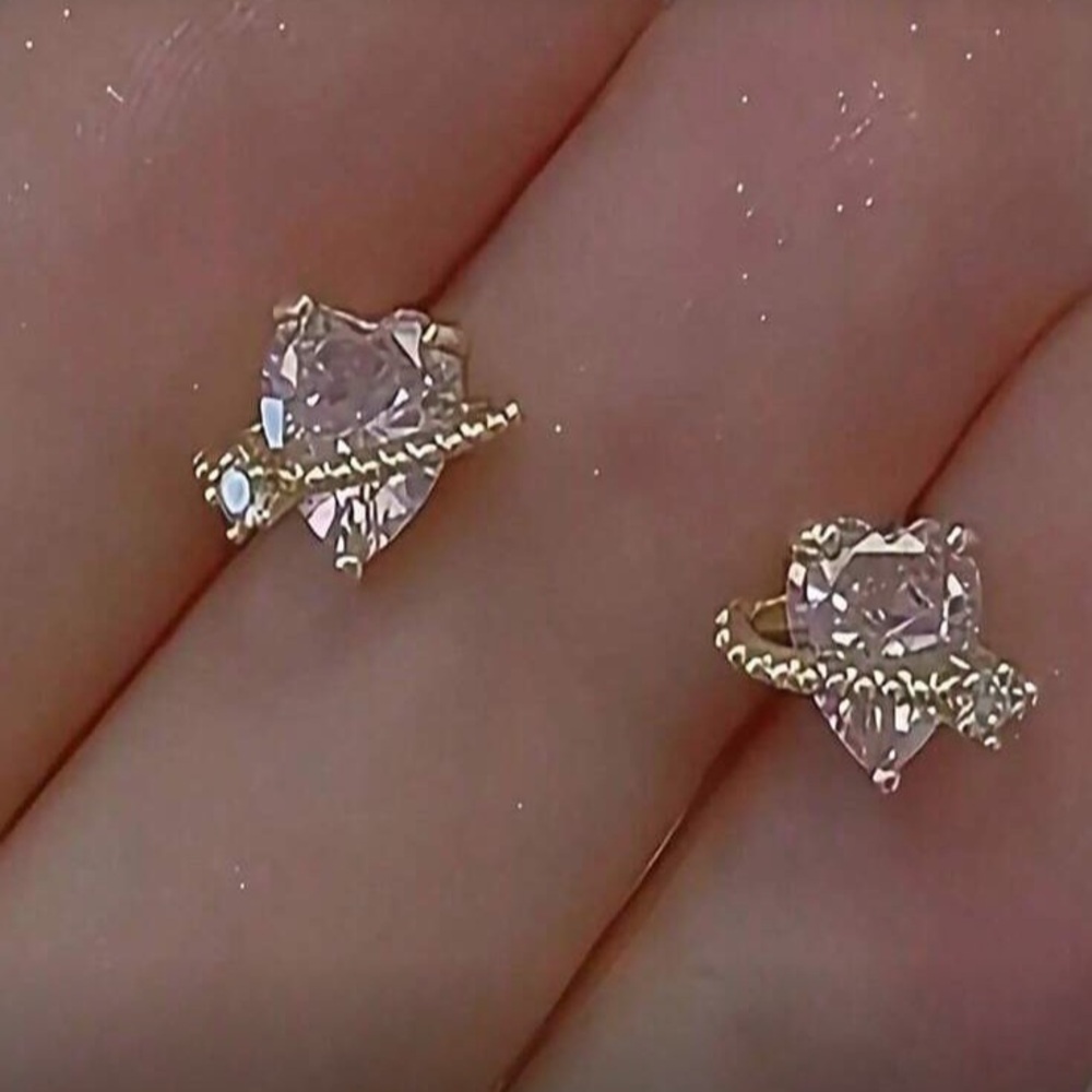 Gold Heart-Shaped Stud Earrings
